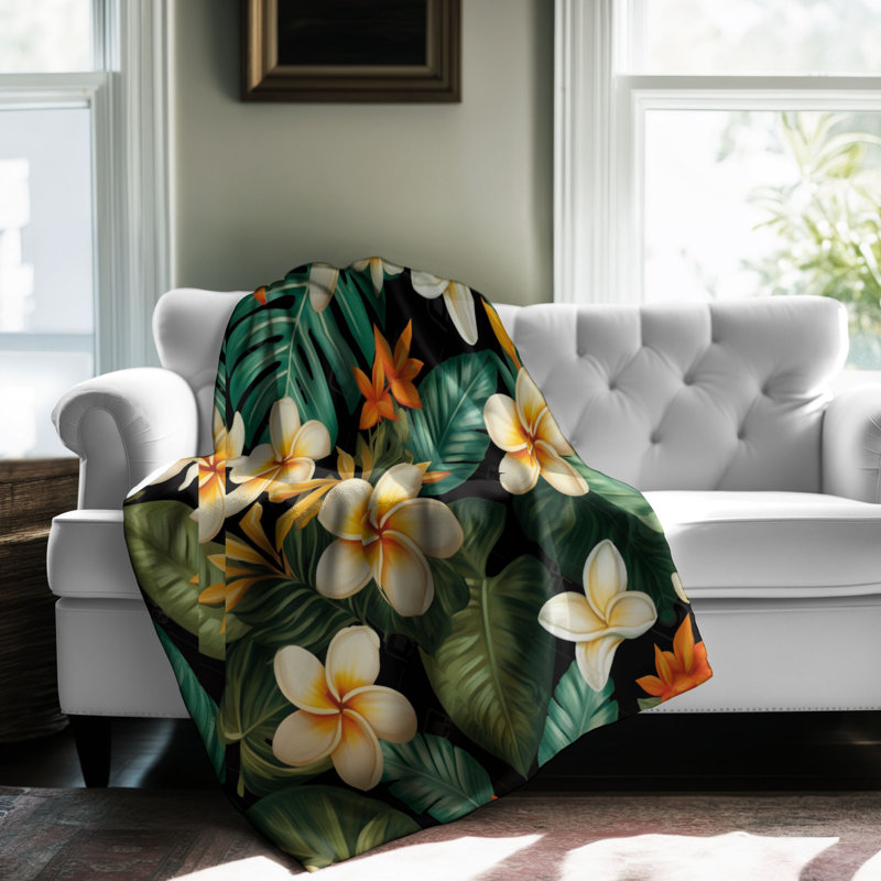 Couverture tropicale en sherpa de qualité supérieure 1 pièce, L 60 po x L 80 po