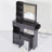 Bedside Vanity Table with Cushioned Stool, Sliding Touch LED Mirror (Tri-Color & Brightness Adjustable), Power Station (2 AC + 2 USB ), and Hair Dryer Bracket-788146757
