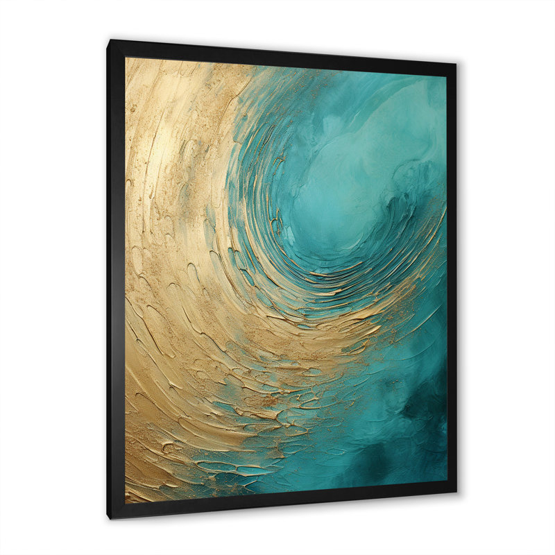 «Gold Teal», impression sur toile, H 20 po x l 12 po x P 1 po, Cadre simple noir