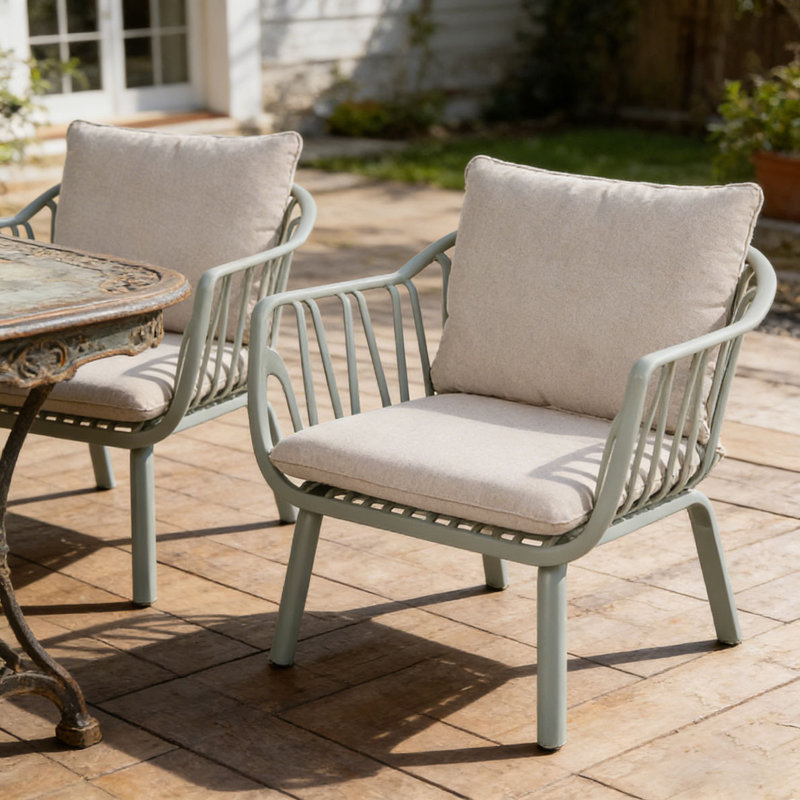 Ensemble de chaise club d'extérieur, Beige, Vert clair