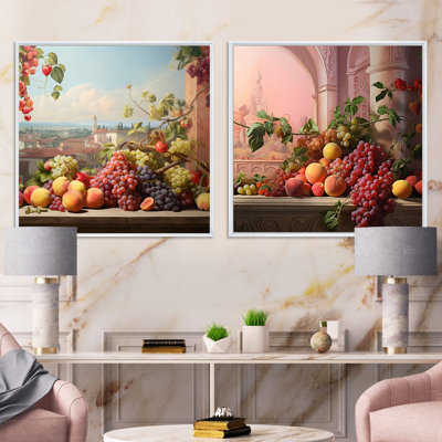 Ensemble de 2 collages carrés de fruits