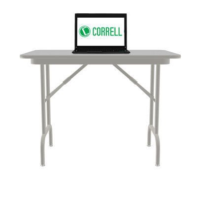 Correll 48 Round, Commercial Folding Table, Walnut Thermal Fused Laminate Top Heavy 3/4 Core, , Portable, Strong Steel Apron