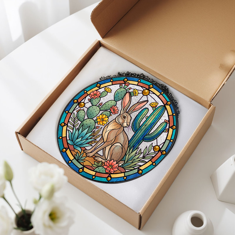 Stained Glass Stained Glass Window Panel，7.8H, 7.8"H