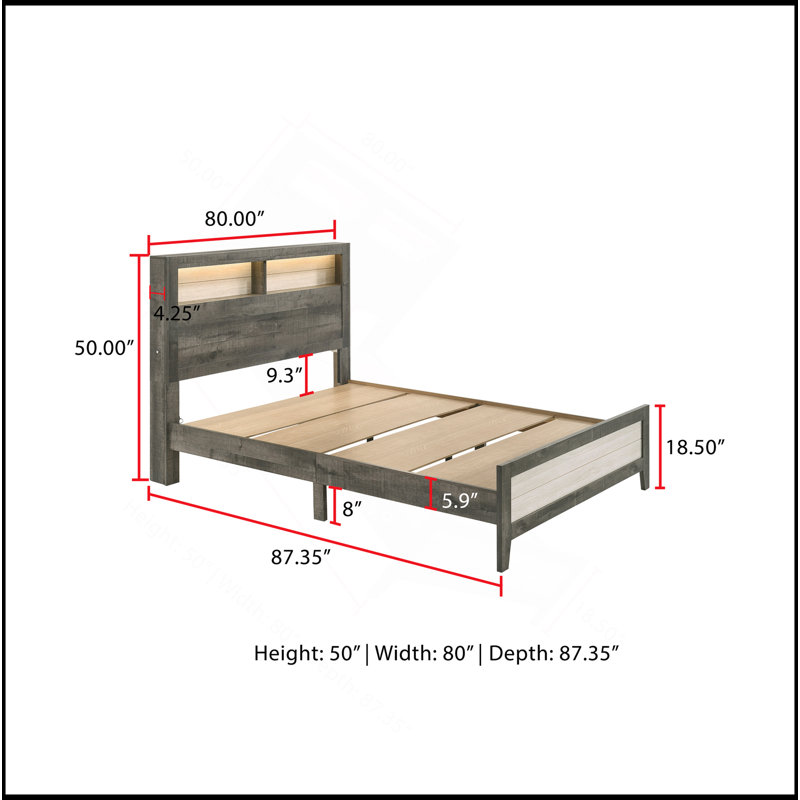 Lit plateforme avec rangement 1pc, Très grand lit