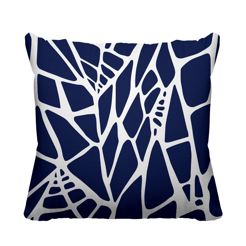 Coussin intérieur / extérieur Rodman Tribal Abstract, Bleu marine, L 17 po x H 17 po