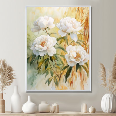 Carlinville, pivoines par le saule d'automne II - pivoines, reproduction d'art sur toile encadrée