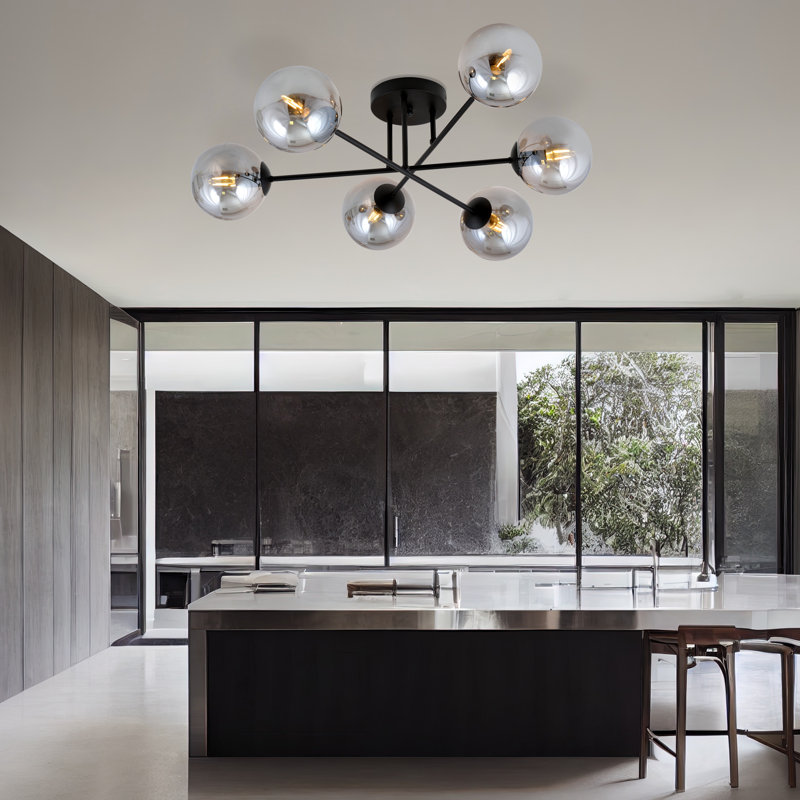Cadesia Glass Semi Flush Mount, Graphite