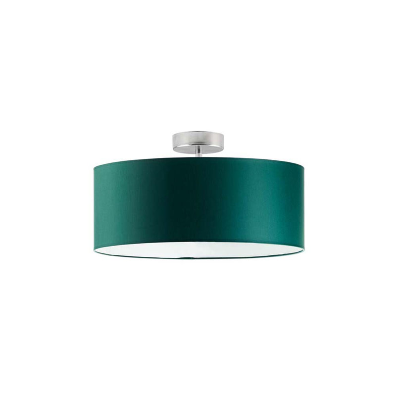 Audriona Semi Flush Mount, Brushed Steel, Bottle Green, 30cm H x 40cm W x 40cm D