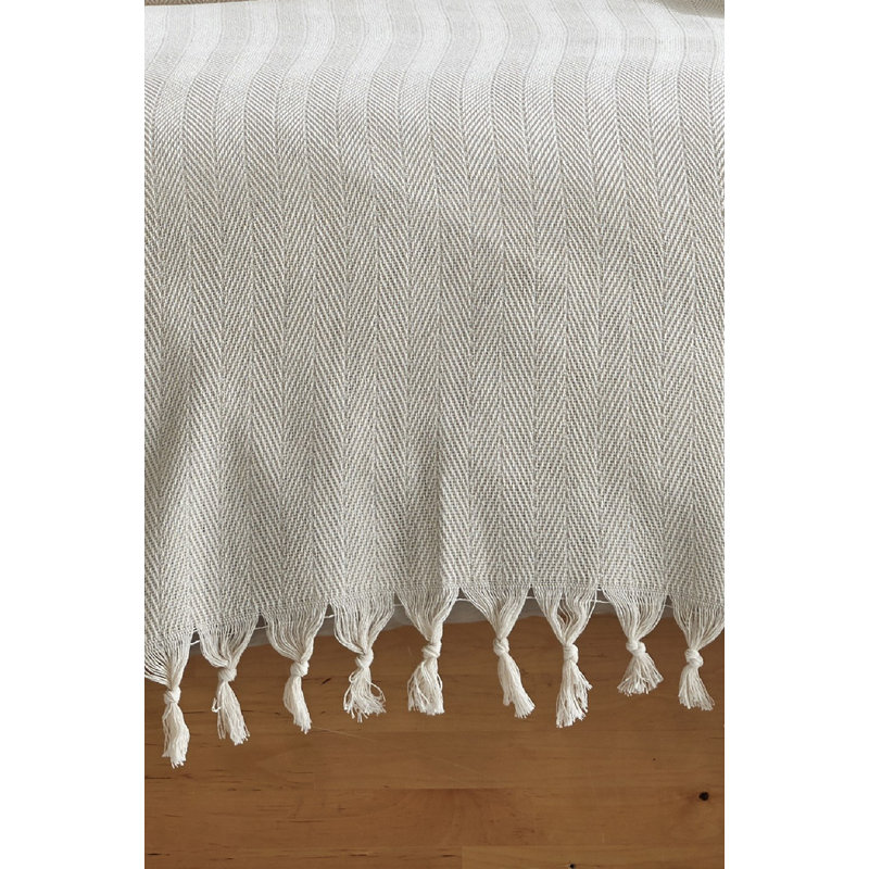 Eco-Friendly Double Pique Blanket, Ecru Colour, 79 x 87 inches | 100% Recycled Cotton, 9.9 oz/sq yd | Machine Washable at 104°F | Soft, Durable, and Sustainable Bedding for Cozy Comfort and Style