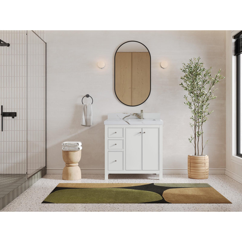 Meuble-lavabo simple 36 po avec plateau Bronya