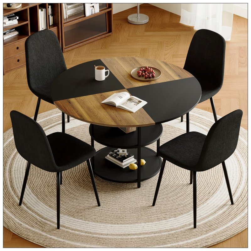 Ensemble de table et de chaises.Une table de salle à manger moderne épissure circulaire de 47,3 pouces de diamètre - rangement double couche.