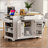 Fluted Kitchen Island With Trash Can Storage Cabinet, Power Outlet, Internal Storage Rack, Rolling Kitchen Islands On 5 Wheels With 3 Drawer, 3 Open Side Racks For 10 Gallon Garbage Bin-1023820522