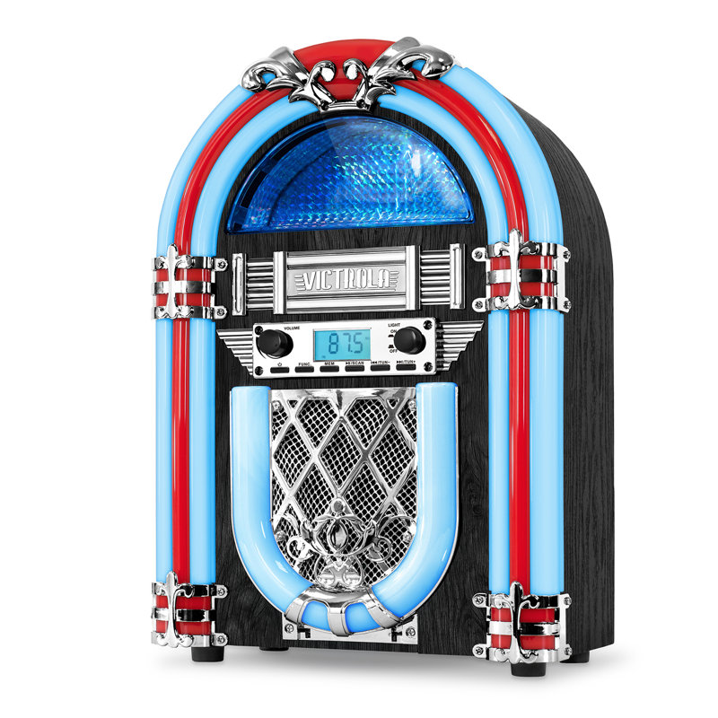 Nostalgic Wood Countertop Jukebox with Built-in Bluetooth