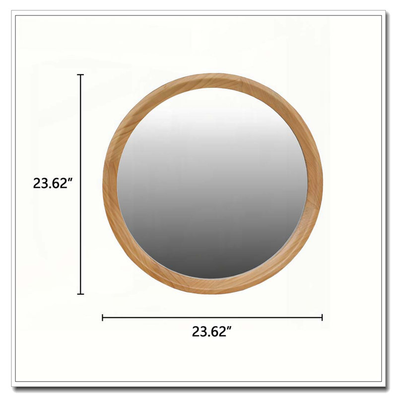 Miroir mural rond en bois naturel