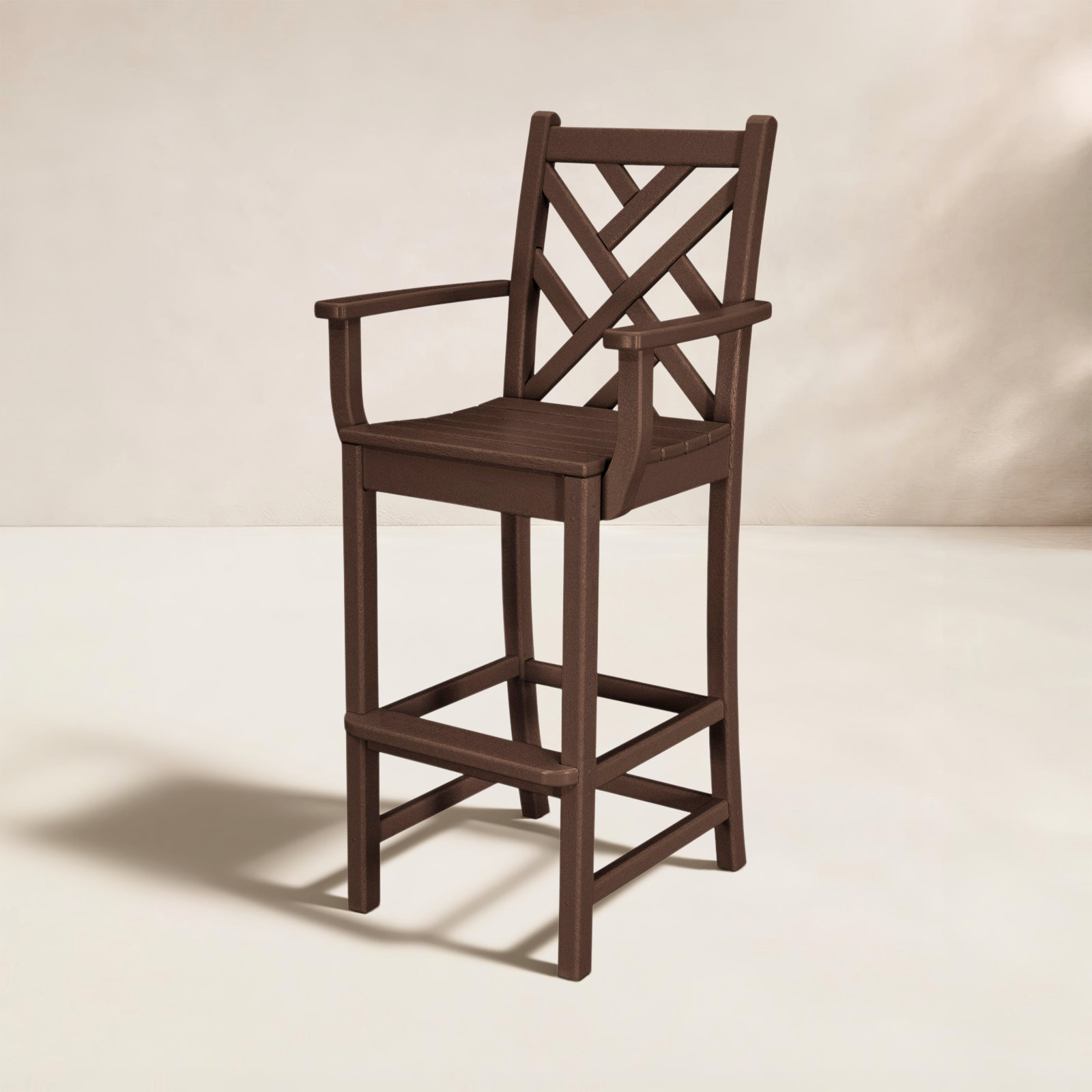 POLYWOOD® Chippendale Patio Bar Stool, Mahogany