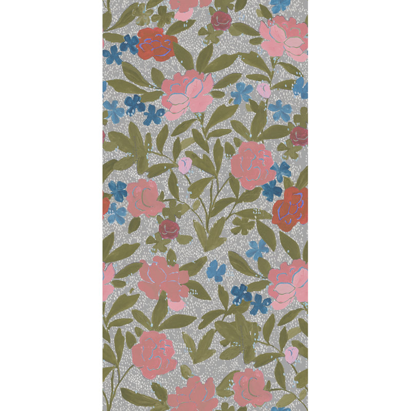Paule Marrot Floral Wallpaper Double Roll, Gray