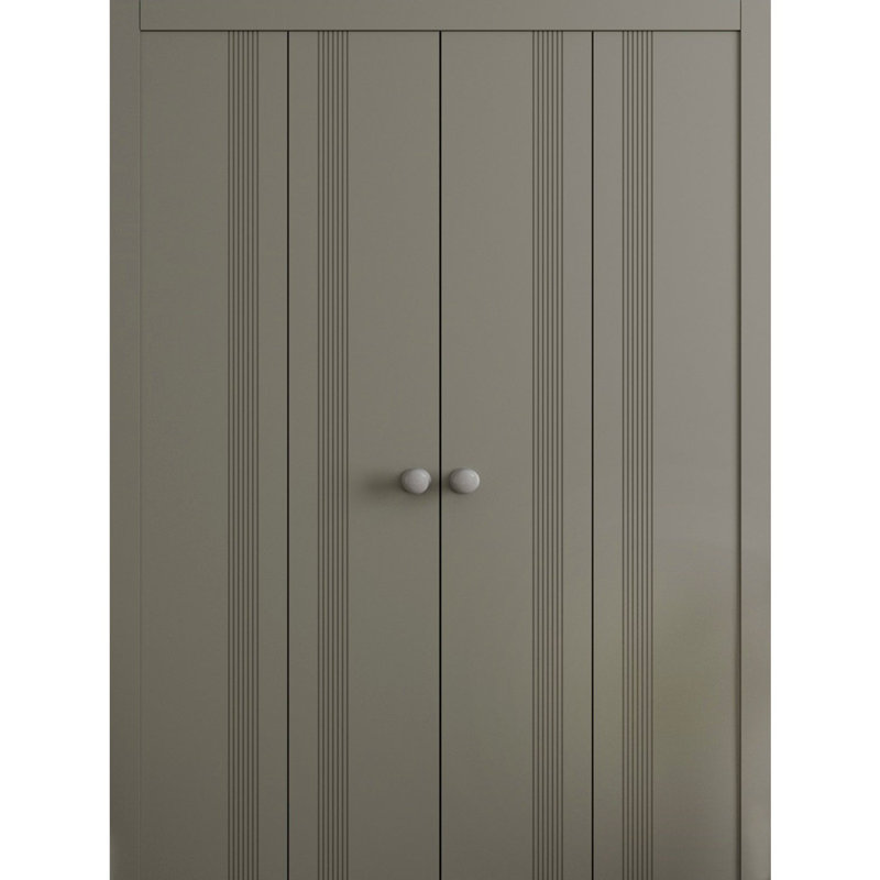 Portes coulissantes doubles pour garde-robe coulissante - ESSENTIAL 0777 - Ensemble de quincaillerie de moulures à moulures robustes - Portes de garde-robe de chambre en bois massif