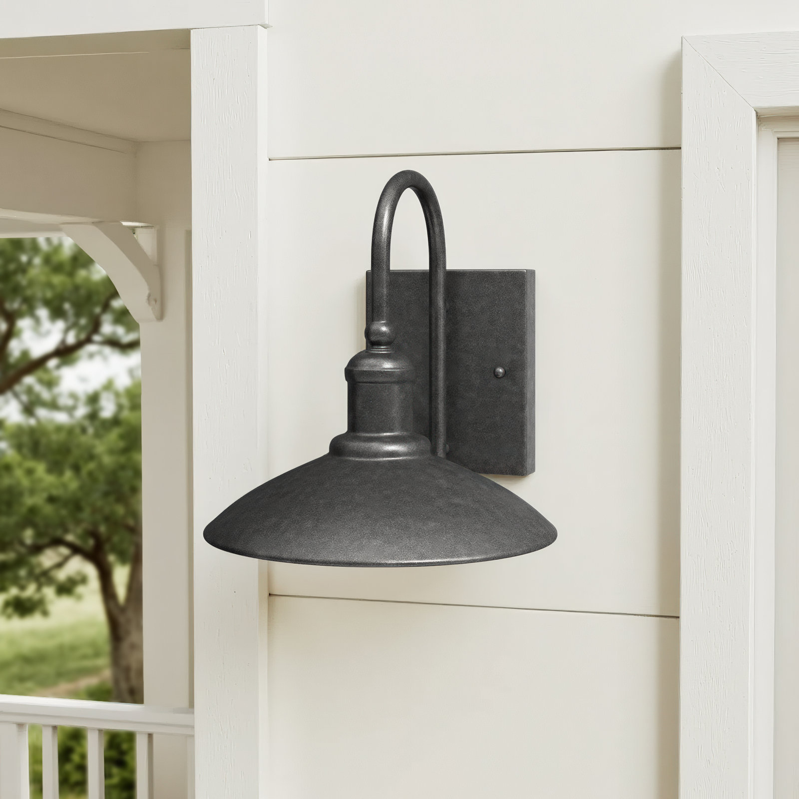 Bismarck Seeded Glass Outdoor Barn Light, 11" H x 11" W x 11" D