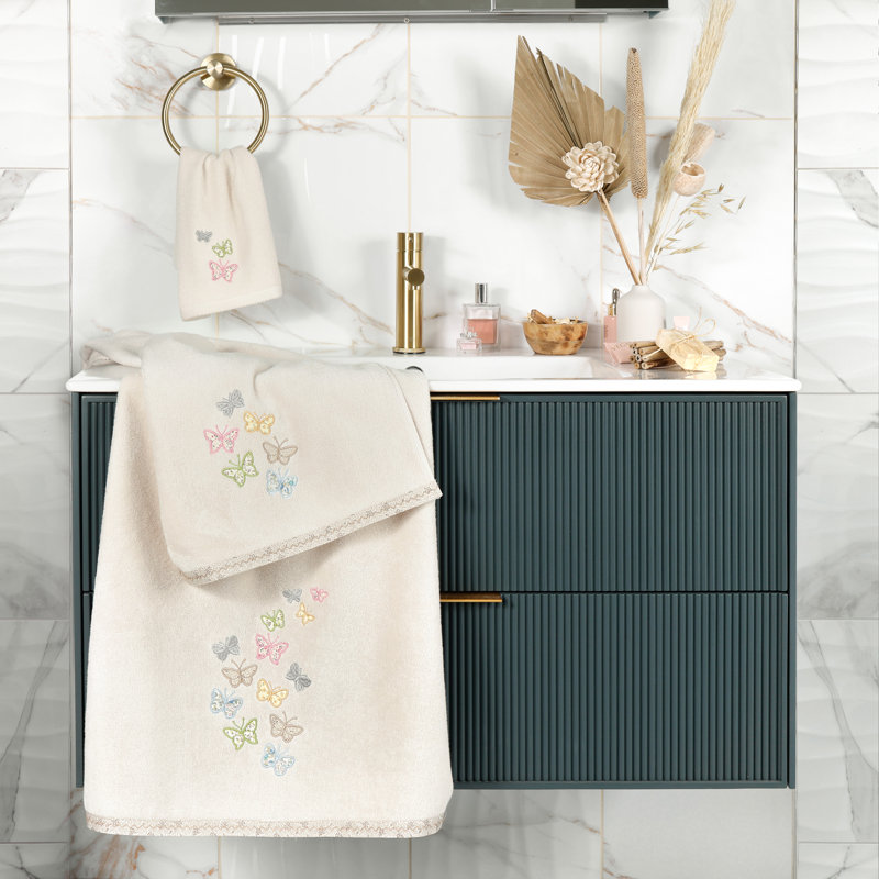 Ensemble de serviettes 100% coton turc, Beige, Ensemble de serviettes 4 pièces