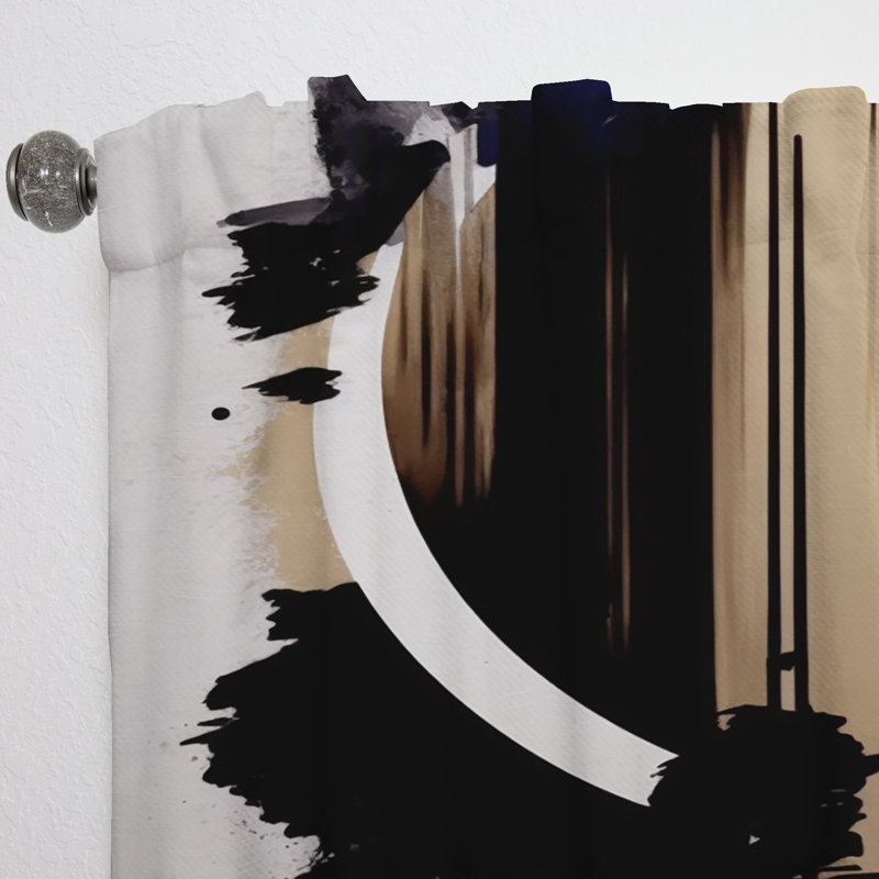 Dardar - Black, White And Gold Expression III - Modern Curtain - Velvet Room Darkening - 1 panel, 52" W x 108" L