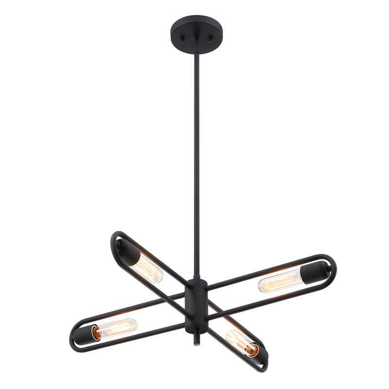Luminaire suspendu noir mat à 4 lumières Pashence