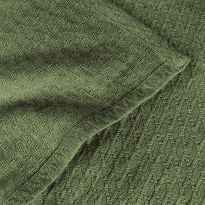 Forest Green King Size Knitted Cotton Blanket