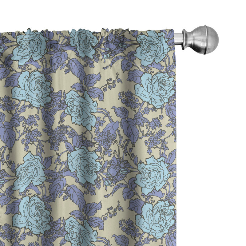 Floral Semi-Sheer Rod Pocket Curtain Panels, 28" x 63"