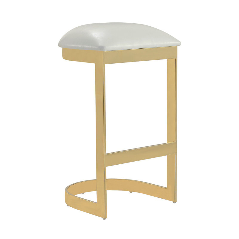 Aura Metal Upholstered Barstool, White