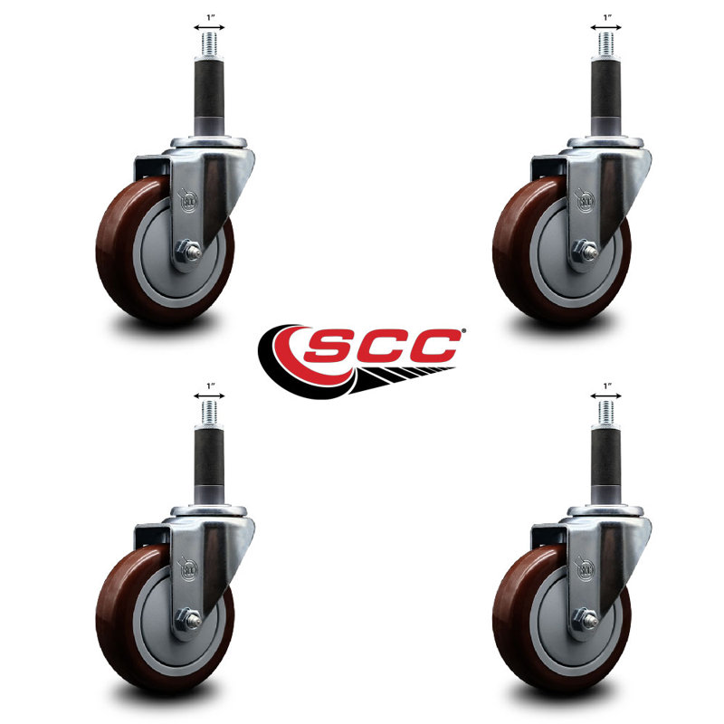 Poly Wheel Swivel 1 Inch Expanding Stem Caster Set SCC