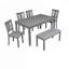 Ensemble de salle à manger de cuisine 6 pièces, table rectangulaire en bois avec 4 chaises rembourrées et un banc, parfait pour les repas de famille et les rassemblements