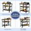Chariot de barbecue extérieur, table de support de four à pizza avec roues pour patio extérieur, chariot de barbecue de table de préparation de cuisine mobile robuste pour la cour arrière, le camping et les fêtes