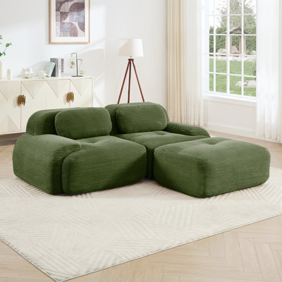 Compression Sofa, L Shape Sofa, Corduroy Fabric Sofa, For Living Room