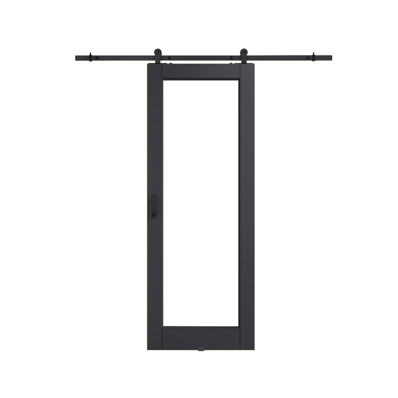30 po x 80 po 1 litre de porte en verre noir préfini avec toute la quincaillerie de porte de grange, 30in.x 80in.