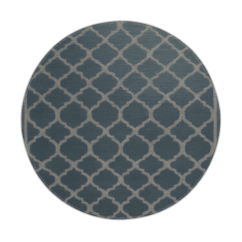 Trellis Black Indoor and Outdoor Area Rug, Rectangle 3' x 5'