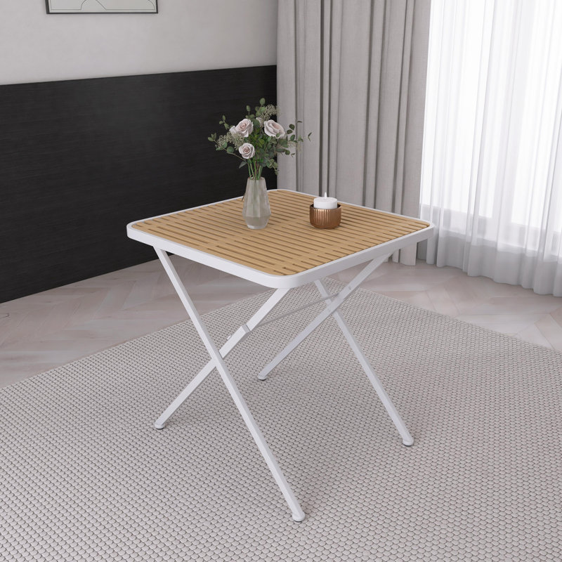Modern Folding Polypropylene Square Table With Metal Legs, Indoor and Outdoor Multi-Functional Table