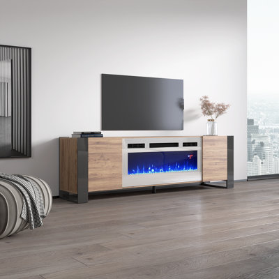 Rickeisha TV Stand for TVs up to 85" with Electric Fireplace Included by Orren Ellis