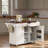 Fluted Kitchen Island With Drop Leaf, Power Outlet, Adjustable Shelves, 2 Doors And 2 Drawers-1297693736