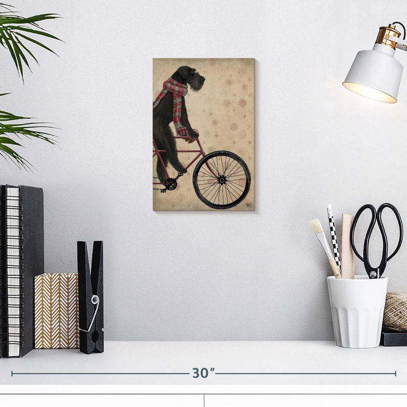 Brampt Schnauzer On Bicycle Black, 12" H x 8" W