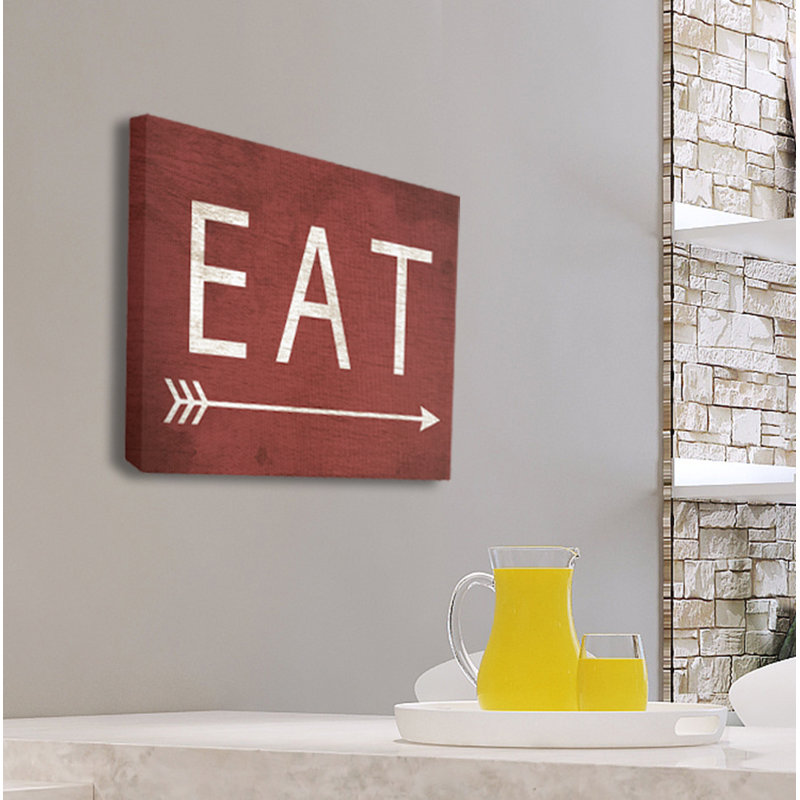 «Eat with Arrow Red» par Daphne Polselli, reproduction d'art textuel sur toile, H 30 po x l 40 po, Toile tendue