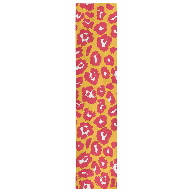 Animal Print Table Runner, 90" x 16", Gold/Red/White