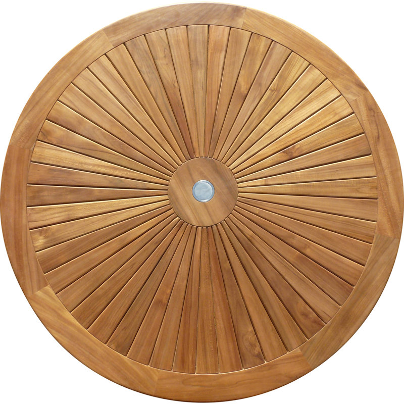 5 Piece Teak Wood Outdoor Patio Dining Set Including 47" Round Sun Table With 4 Abaco Side Chairs