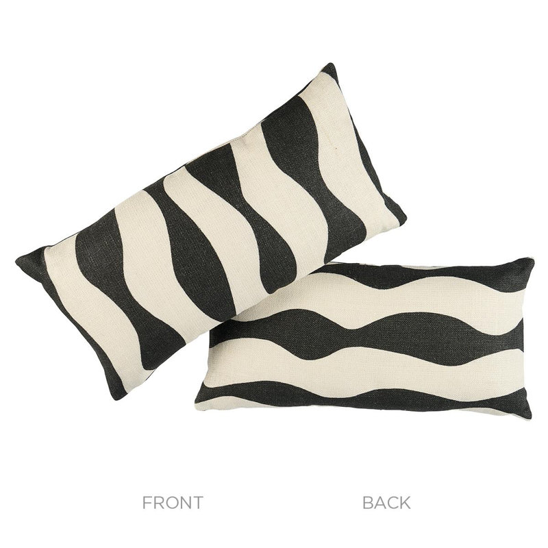 Ellsworth Pillow, Graphite Abstract/Striped, Rectangular, 12"H x 24"W