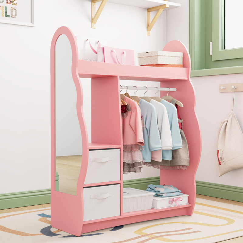 Manufactured Wood Wardrobe, Pink/White