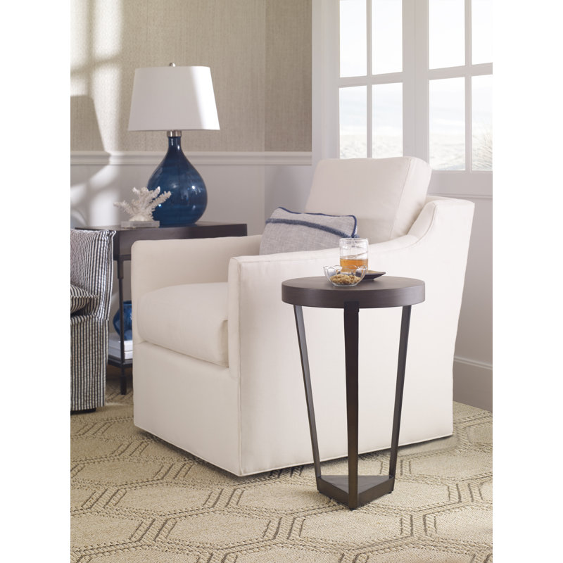 Caribe Solid Wood End Table, Mink Gray, Black