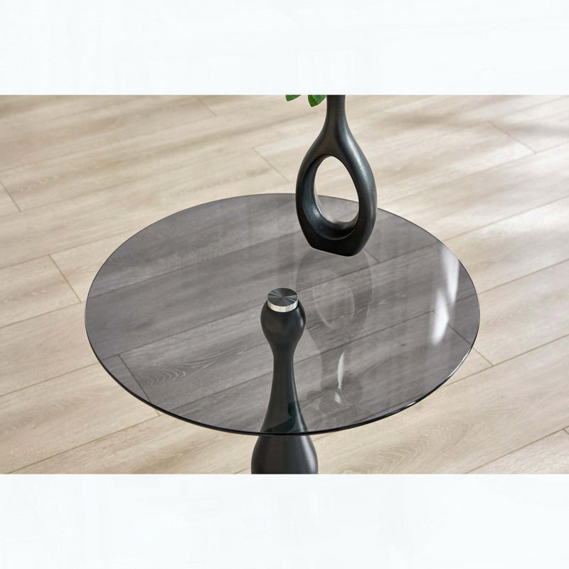 Table de bout ronde 19,6 pouces, Noir, gris