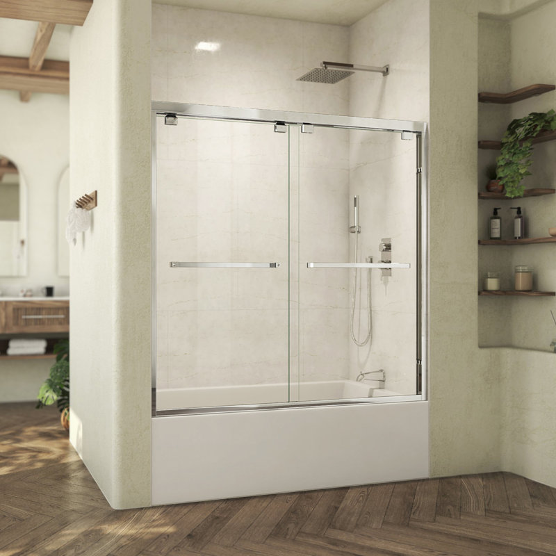 Abbey 27.5" Chrome Semi-Frameless Sliding Tub Door with Clear Glass