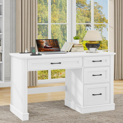 Farmhouse 47" Executive Desk With Charging Station