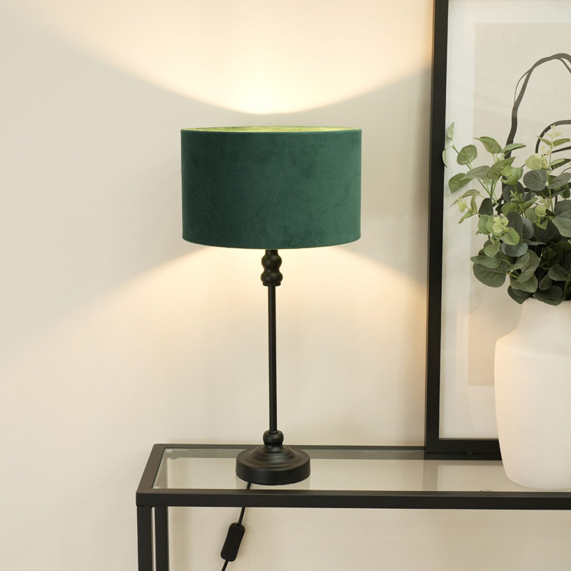 Reselva Metal Table Lamp, Black Base/Forest Green Shade
