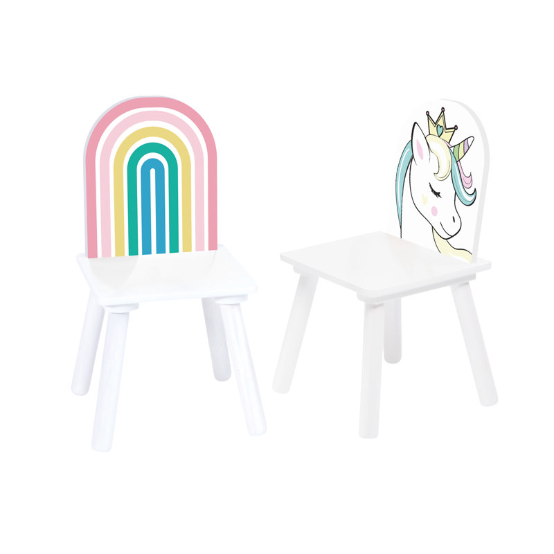 Kids Unicorn Table and Two Chairs Set