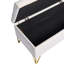 Banc de rangement rectangulaire pour la chambre à coucher et le vestibule - Velours beige, pieds fermes en acier inoxydable doré, option intérieure substantielle, capacité de rembourrage stable